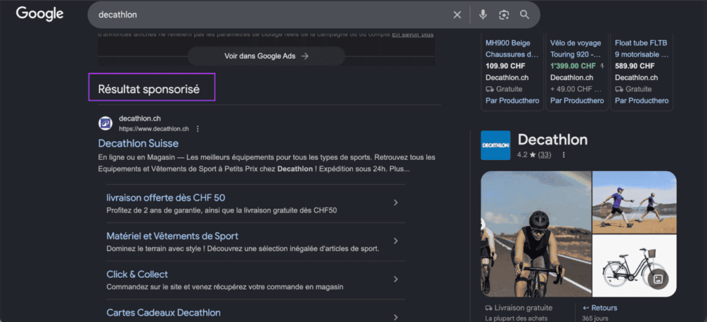 exemple achat marque google ads