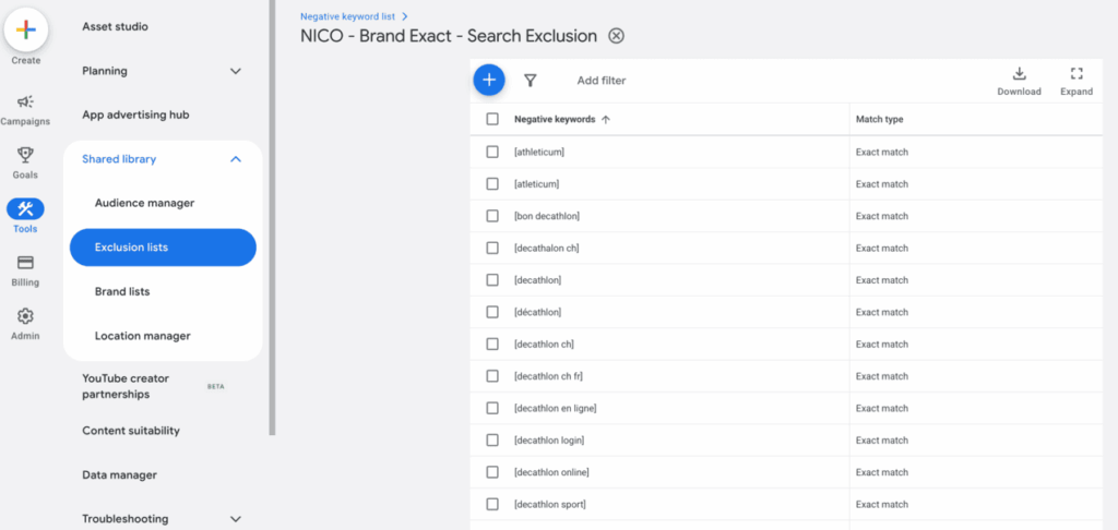 liste exclusion Google Ads liste exclusion Google Ads