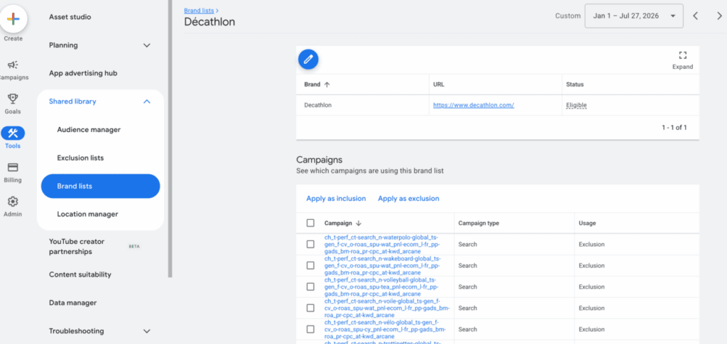 liste marque Google Ads liste marque Google Ads